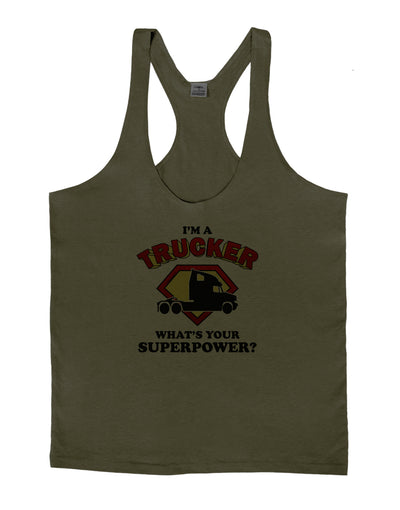 Trucker - Superpower Mens String Tank Top-Men's String Tank Tops-LOBBO-Army-Green-Small-Davson Sales