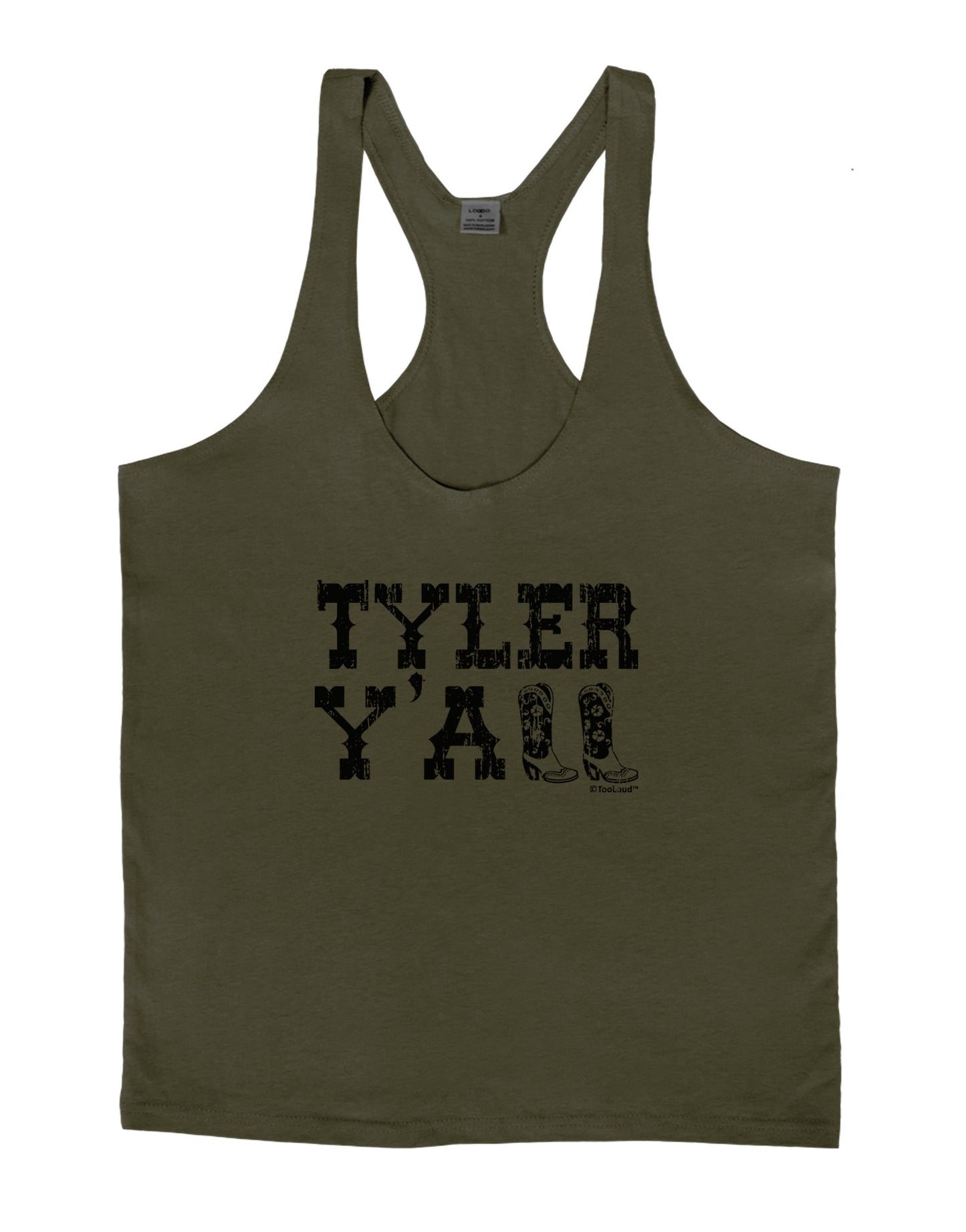 TooLoud Tyler Y'all - Southwestern Style Mens String Tank Top-Men's String Tank Tops-LOBBO-Army-Green-Small-Davson Sales