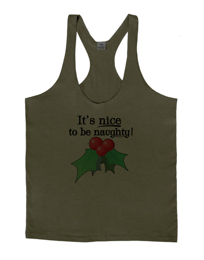 Nice to be Naughty Mens String Tank Top-Men's String Tank Tops-LOBBO-Army-Green-Small-Davson Sales