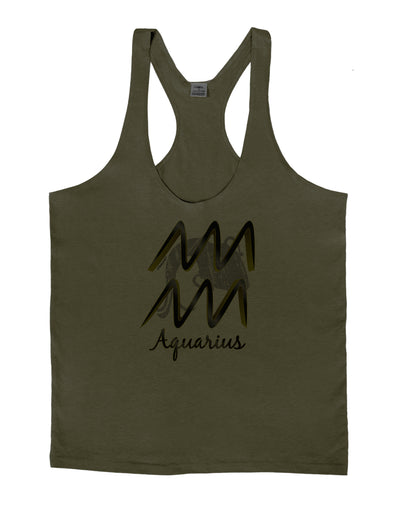 Aquarius Symbol Mens String Tank Top-Men's String Tank Tops-LOBBO-Army-Green-Small-Davson Sales