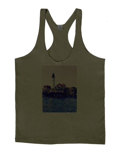 Watercolor Lighthouse 2 Mens String Tank Top-Men's String Tank Tops-LOBBO-Army-Green-Small-Davson Sales