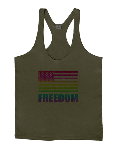 American Pride - Rainbow Flag - Freedom Mens String Tank Top-Men's String Tank Tops-LOBBO-Army-Green-Small-Davson Sales