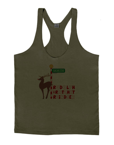 Rudolf Ratchet Reindeer Color Text Mens String Tank Top-Men's String Tank Tops-LOBBO-Army-Green-Small-Davson Sales