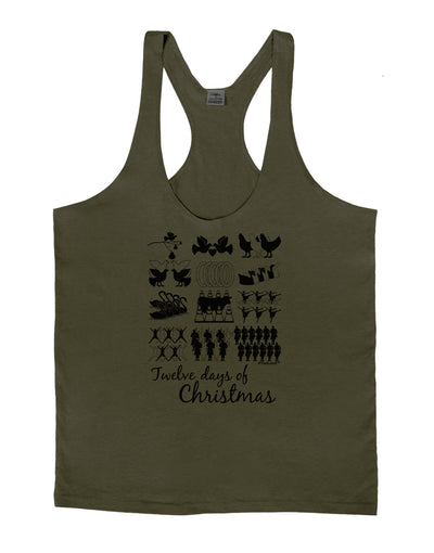 TooLoud Twelve Days of Christmas Text Mens String Tank Top-Men's String Tank Tops-LOBBO-Army-Green-Small-Davson Sales