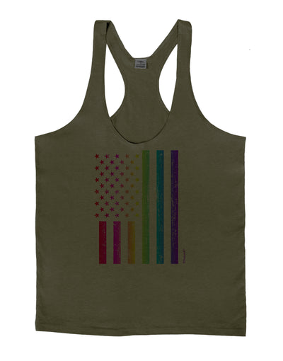 American Pride - Rainbow Flag Mens String Tank Top-Men's String Tank Tops-LOBBO-Army-Green-Small-Davson Sales