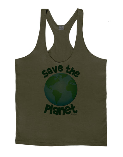 Save the Planet - Earth Mens String Tank Top-Men's String Tank Tops-LOBBO-Army-Green-Small-Davson Sales