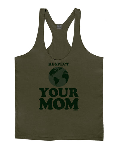 Respect Your Mom - Mother Earth Design - Color Mens String Tank Top-Men's String Tank Tops-LOBBO-Army-Green-Small-Davson Sales