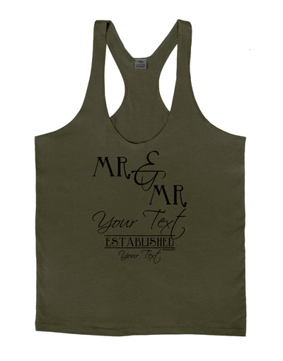 Personalized Mr and Mr -Name- Established -Date- Design Mens String Tank Top-Men's String Tank Tops-LOBBO-Army-Green-Small-Davson Sales