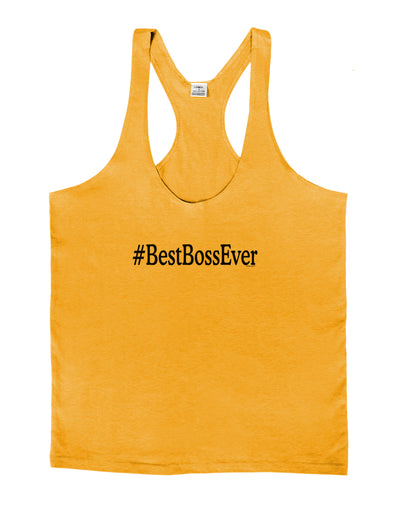 #BestBossEver Text - Boss Day Mens String Tank Top-Men's String Tank Tops-LOBBO-Gold-Small-Davson Sales