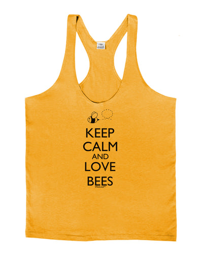 Keep Calm and Love Bees Mens String Tank Top-Men's String Tank Tops-LOBBO-Gold-Small-Davson Sales