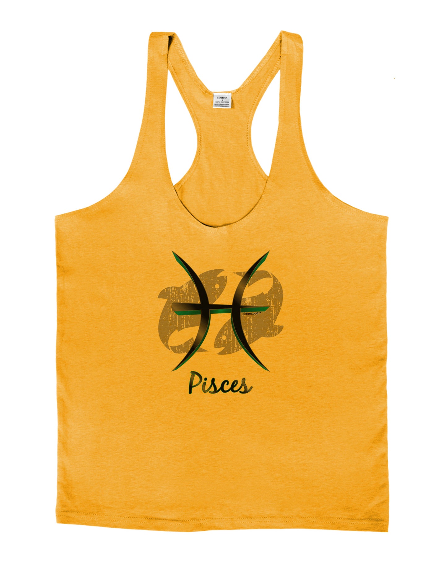 Pisces Symbol Mens String Tank Top-Men's String Tank Tops-LOBBO-Gold-Small-Davson Sales