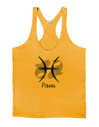 Pisces Symbol Mens String Tank Top-Men's String Tank Tops-LOBBO-Gold-Small-Davson Sales