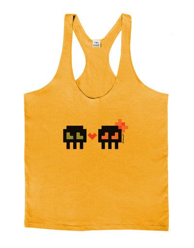 8-Bit Skull Love - Boy and Girl Mens String Tank Top-Men's String Tank Tops-LOBBO-Gold-Small-Davson Sales