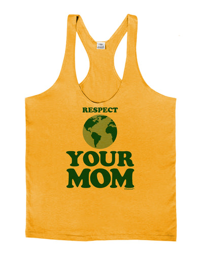 Respect Your Mom - Mother Earth Design - Color Mens String Tank Top-Men's String Tank Tops-LOBBO-Gold-Small-Davson Sales