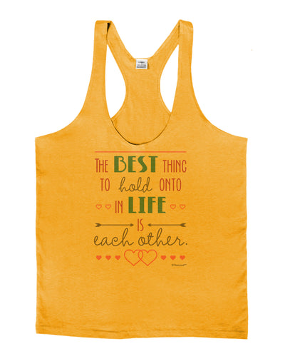 The Best Thing to Hold Onto in Life is Each Other - Color Mens String Tank Top-Men's String Tank Tops-LOBBO-Gold-Small-Davson Sales