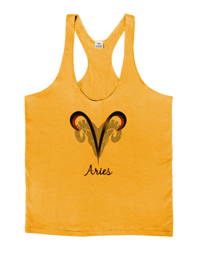 Aries Symbol Mens String Tank Top-Men's String Tank Tops-LOBBO-Gold-Small-Davson Sales