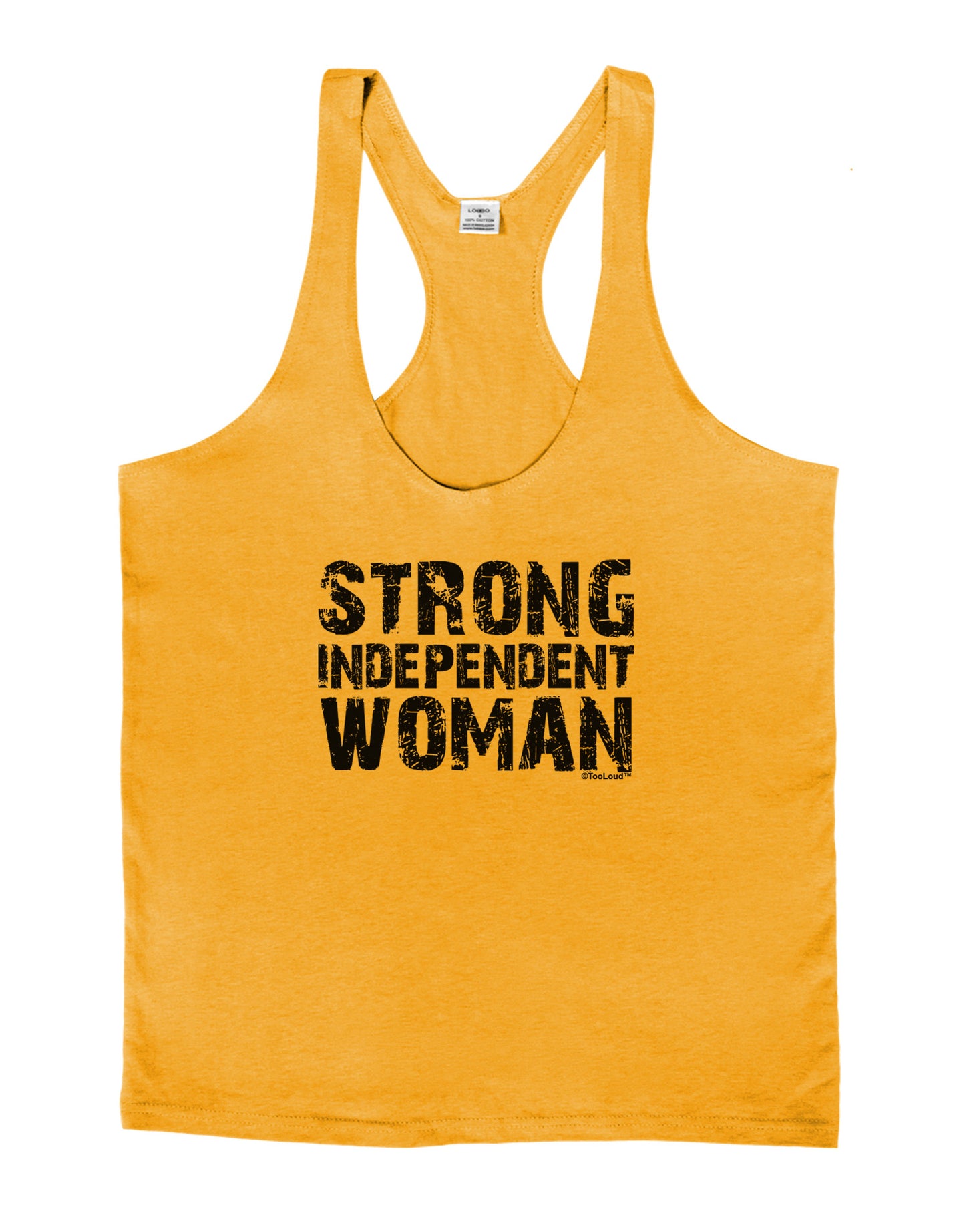 Strong Independent Woman Mens String Tank Top-Men's String Tank Tops-LOBBO-Gold-Small-Davson Sales