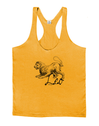 Leo Illustration Mens String Tank Top-Men's String Tank Tops-LOBBO-Gold-Small-Davson Sales