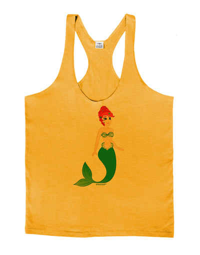 Mermaid Design - Green Mens String Tank Top-Men's String Tank Tops-LOBBO-Gold-Small-Davson Sales