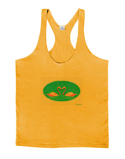 Love Birds - Flamingos Watercolor Mens String Tank Top-Men's String Tank Tops-LOBBO-Gold-Small-Davson Sales