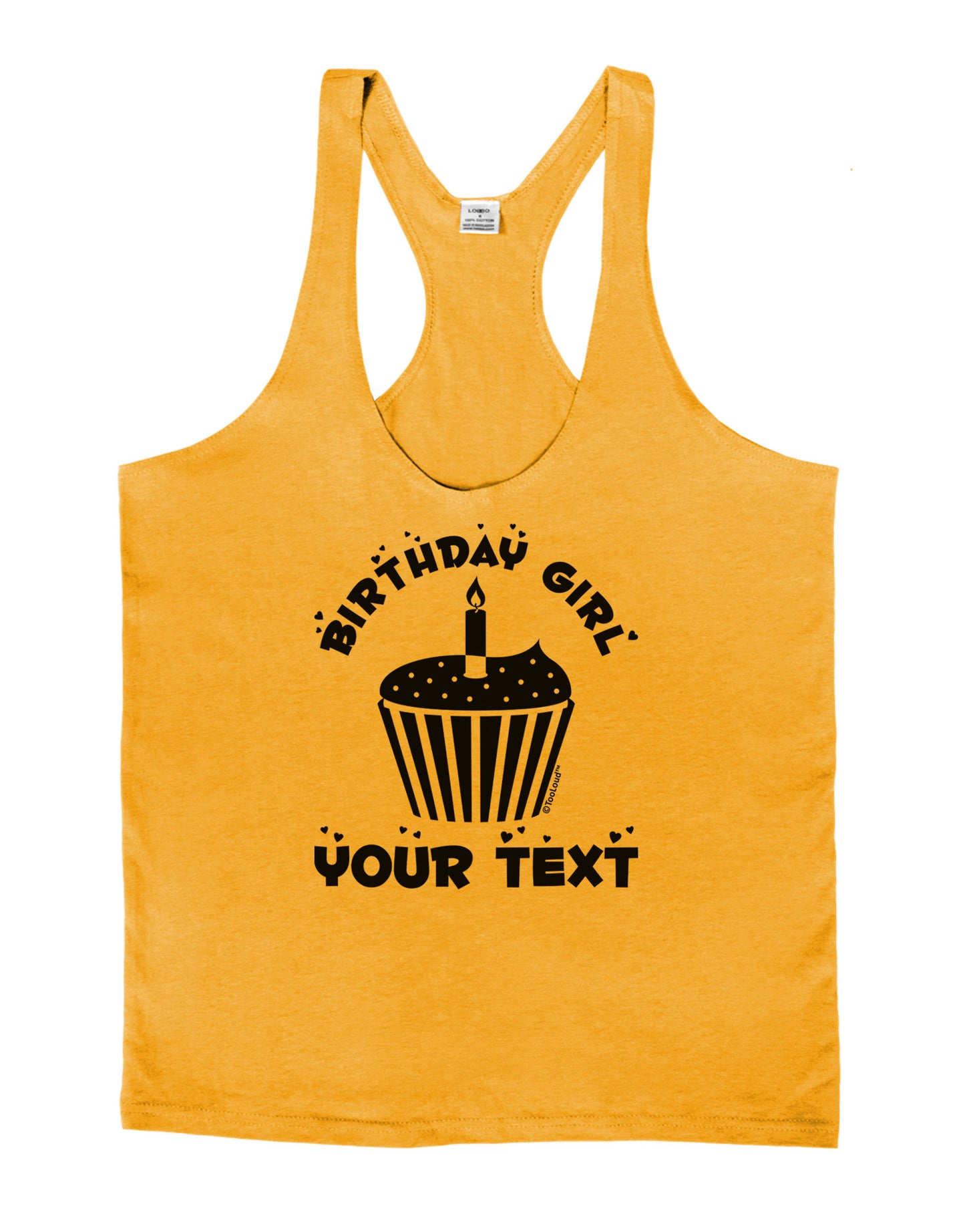 Personalized Birthday Girl Cupcake -Customizable- Name Mens String Tank Top-Men's String Tank Tops-LOBBO-Gold-Small-Davson Sales