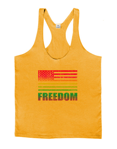 American Pride - Rainbow Flag - Freedom Mens String Tank Top-Men's String Tank Tops-LOBBO-Gold-Small-Davson Sales