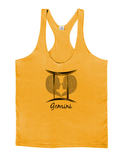 Gemini Symbol Mens String Tank Top-Men's String Tank Tops-LOBBO-Gold-Small-Davson Sales