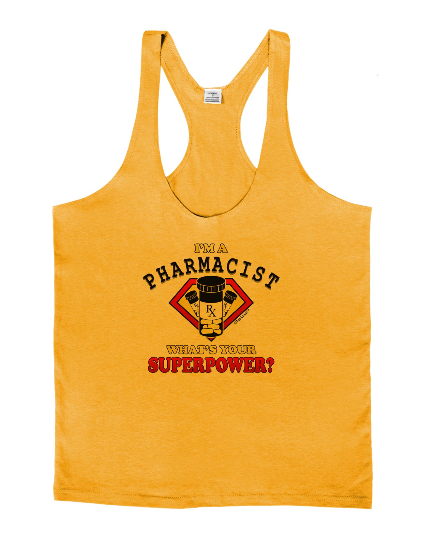 Pharmacist - Superpower Mens String Tank Top-Men's String Tank Tops-LOBBO-Gold-Small-Davson Sales