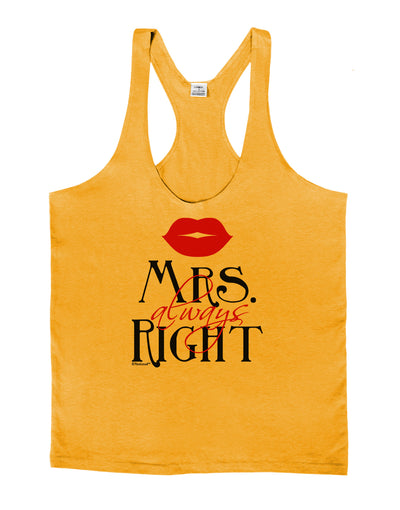 Matching Husband and Wife Designs - Mrs Always Right Mens String Tank Top-Men's String Tank Tops-LOBBO-Gold-Small-Davson Sales