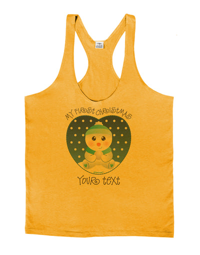 Personalized My First Christmas Snowbaby Blue Mens String Tank Top-Men's String Tank Tops-LOBBO-Gold-Small-Davson Sales