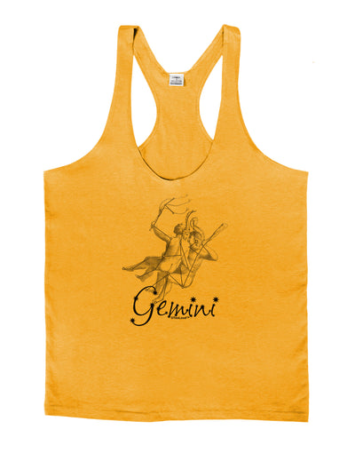 Gemini Constellation Mens String Tank Top-Men's String Tank Tops-LOBBO-Gold-Small-Davson Sales