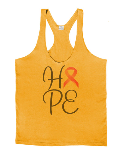 Hope - Breast Cancer Awareness Ribbon Mens String Tank Top-Men's String Tank Tops-LOBBO-Gold-Small-Davson Sales