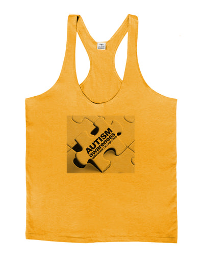 Autism Awareness - Puzzle Black & White Mens String Tank Top-Men's String Tank Tops-LOBBO-Gold-Small-Davson Sales