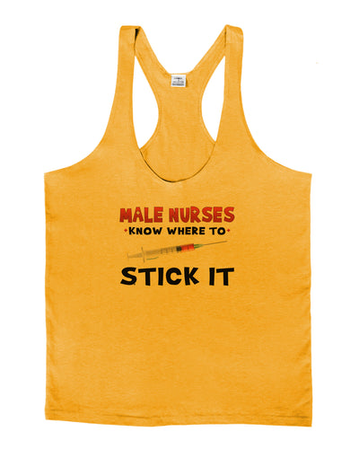 Male Nurses - Stick It Mens String Tank Top-Men's String Tank Tops-LOBBO-Gold-Small-Davson Sales