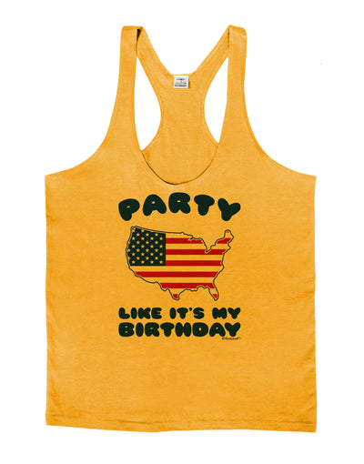 Party Like It's My Birthday - 4th of July Mens String Tank Top-Men's String Tank Tops-LOBBO-Gold-Small-Davson Sales