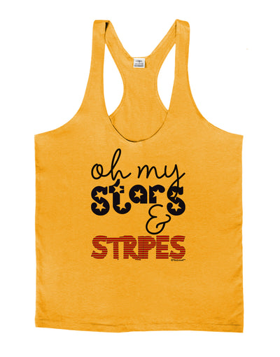 Oh My Stars and Stripes - Patriotic Design Mens String Tank Top-Men's String Tank Tops-LOBBO-Gold-Small-Davson Sales