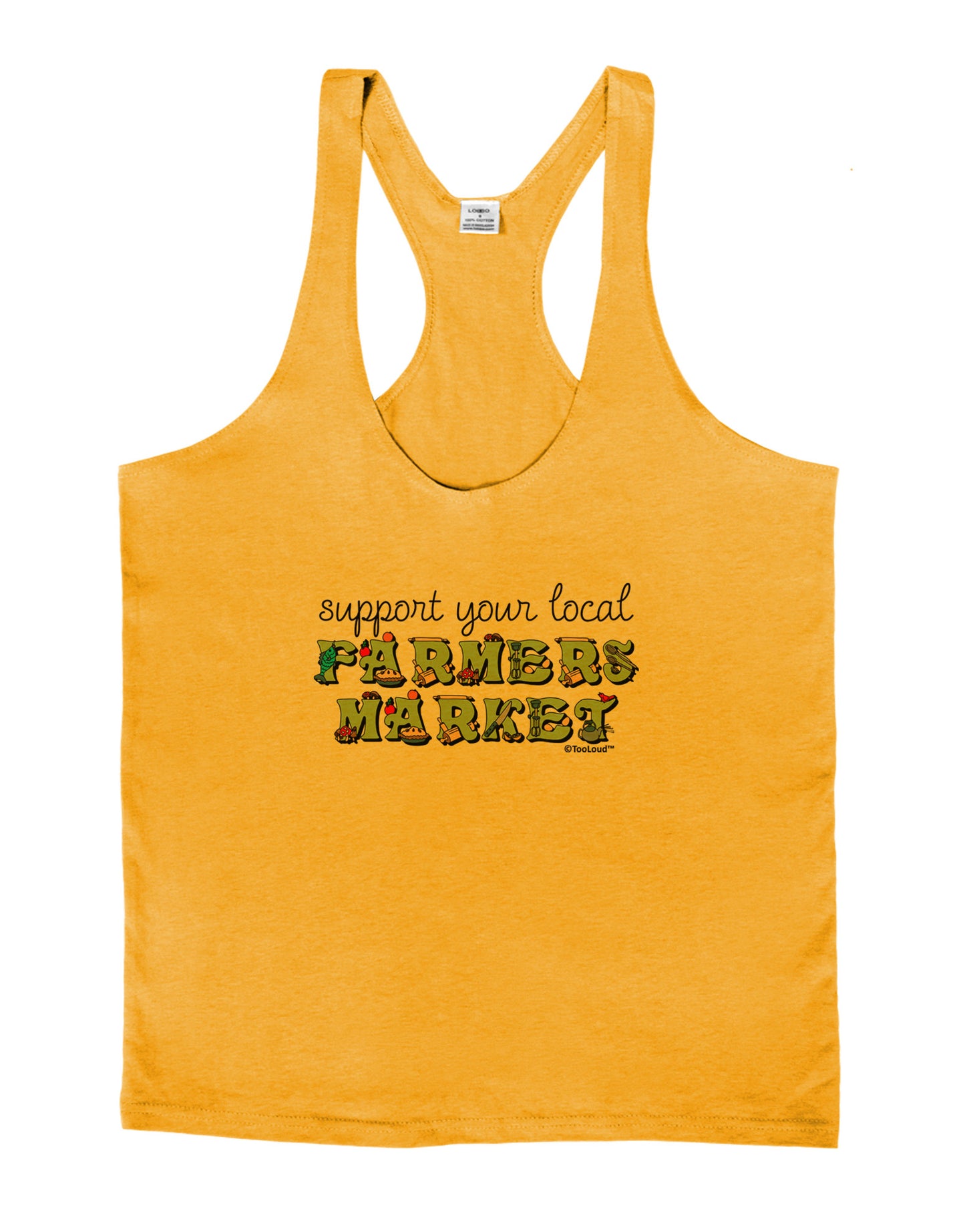 Support Your Local Farmers Market - Color Mens String Tank Top-Men's String Tank Tops-LOBBO-Gold-Small-Davson Sales