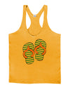 Striped Flip Flops - Teal and Orange Mens String Tank Top-Men's String Tank Tops-LOBBO-Gold-Small-Davson Sales