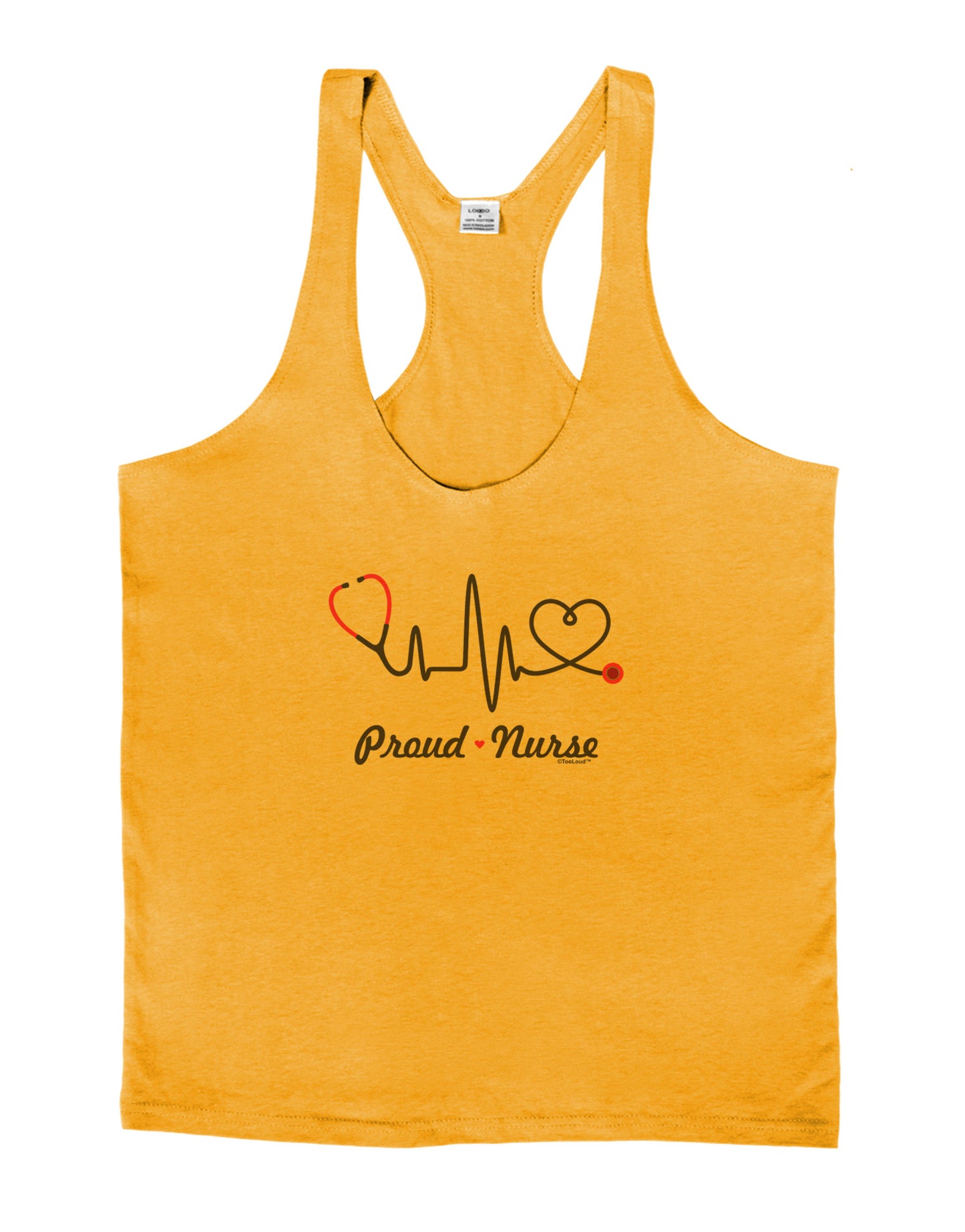 Stethoscope Heartbeat Text Mens String Tank Top-Men's String Tank Tops-LOBBO-Gold-Small-Davson Sales
