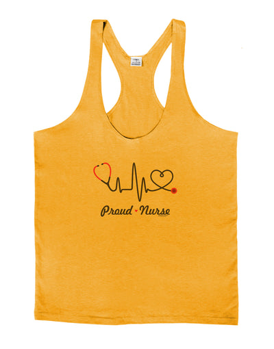 Stethoscope Heartbeat Text Mens String Tank Top-Men's String Tank Tops-LOBBO-Gold-Small-Davson Sales