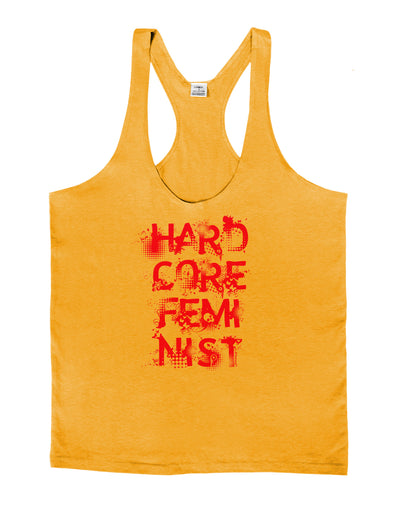 Hardcore Feminist - Pink Mens String Tank Top-Men's String Tank Tops-LOBBO-Gold-Small-Davson Sales