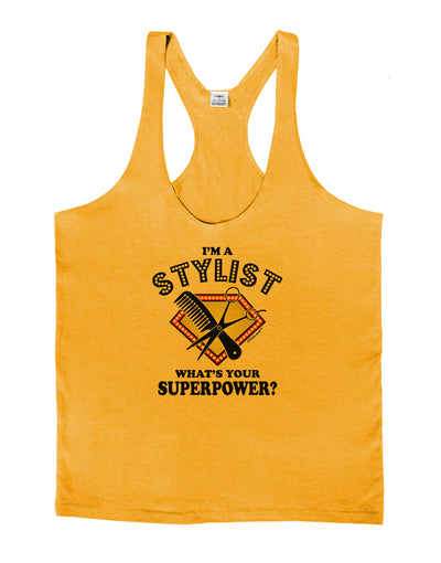 Stylist - Superpower Mens String Tank Top-Men's String Tank Tops-LOBBO-Gold-Small-Davson Sales