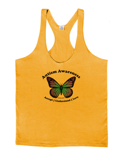 Autism Awareness - Puzzle Piece Butterfly Mens String Tank Top-Men's String Tank Tops-LOBBO-Gold-Small-Davson Sales