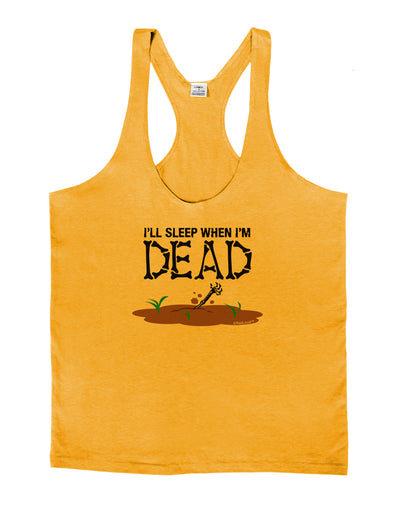 Sleep When Dead Mens String Tank Top-Men's String Tank Tops-LOBBO-Gold-Small-Davson Sales