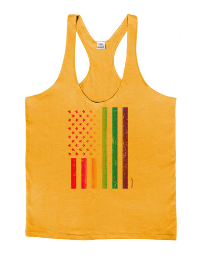 American Pride - Rainbow Flag Mens String Tank Top-Men's String Tank Tops-LOBBO-Gold-Small-Davson Sales