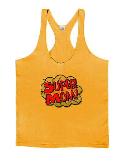Super Mom - Superhero Comic Style Mens String Tank Top-LOBBO-Gold-Small-Davson Sales