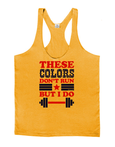 These Colors Don't Run But I Do - Patriotic Workout Mens String Tank Top-Men's String Tank Tops-LOBBO-Gold-Small-Davson Sales