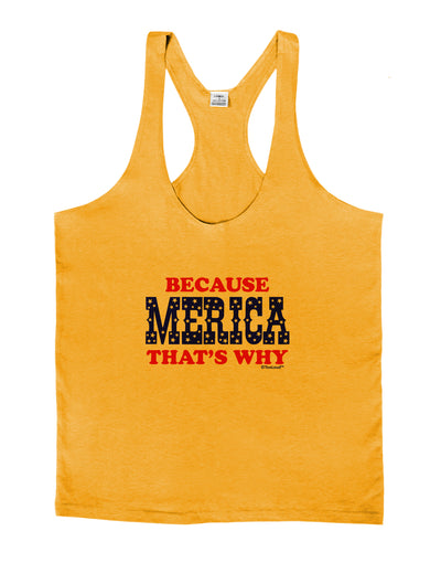 Because Merica That's Why Mens String Tank Top-Men's String Tank Tops-LOBBO-Gold-Small-Davson Sales
