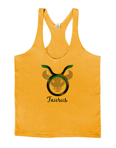 Taurus Symbol Mens String Tank Top-Men's String Tank Tops-LOBBO-Gold-Small-Davson Sales