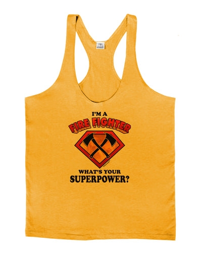 Fire Fighter - Superpower Mens String Tank Top-Men's String Tank Tops-LOBBO-Gold-Small-Davson Sales